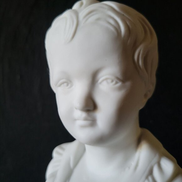 Vintage Lefton Bisque Porcelain Bust Of Boy With Gold Accent - Picture 2 of 8